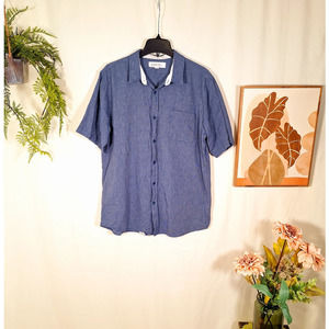Ezekiel Men's Button Up Shirt Blue Short Sleeve Size XL